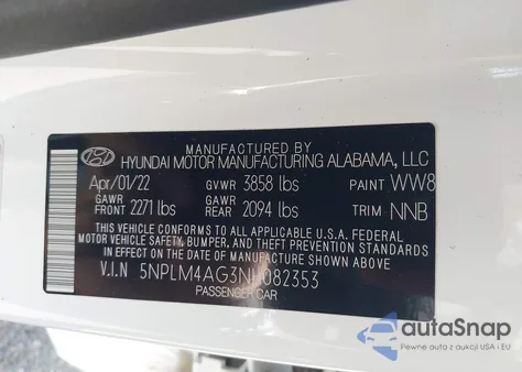 2022 Hyundai Elantra Sel из США, поврежденный, VIN 5NPLM4AG3NH082353